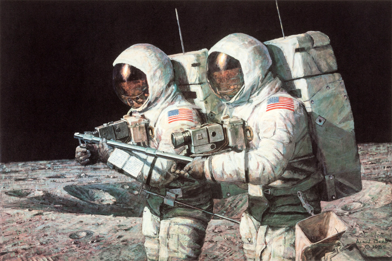 Illustration for article titled The Fourth Man To Walk On the Moon Also Paints Beautiful Space ArtÂ